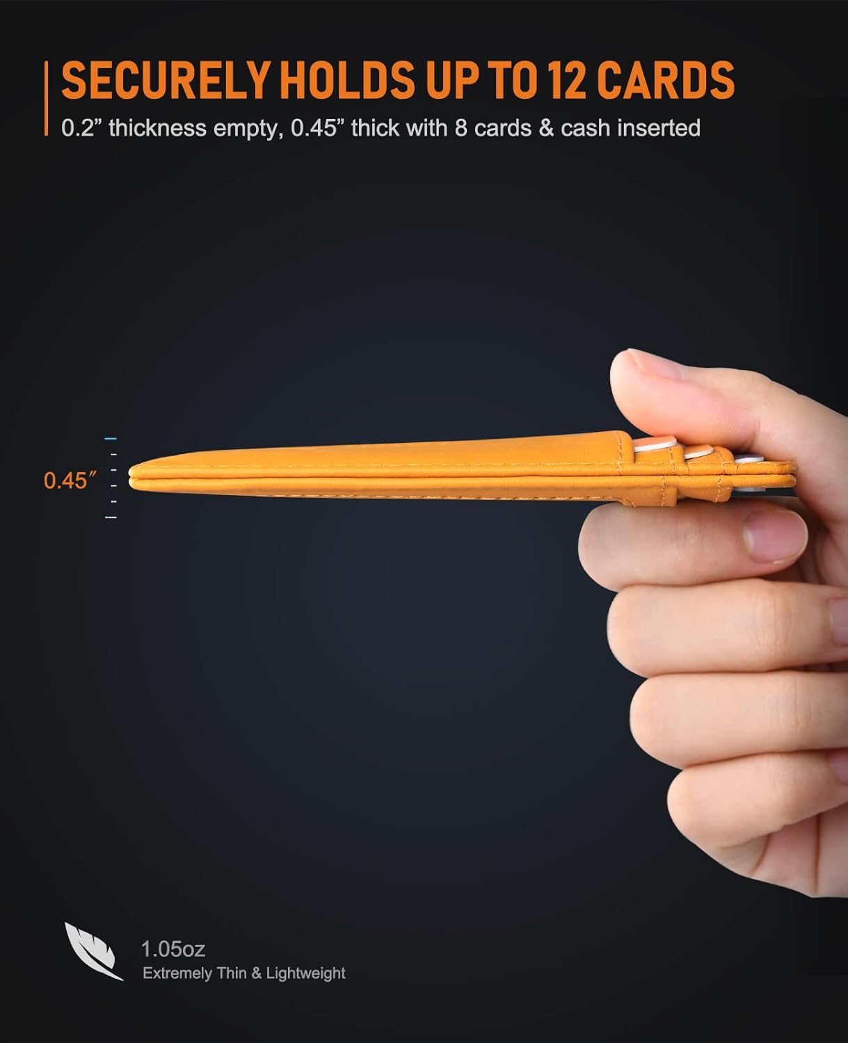 Buffway Slim Minimalist Front Pocket RFID Blocking Leather Wallets for Men and Women - Alaska Yellow