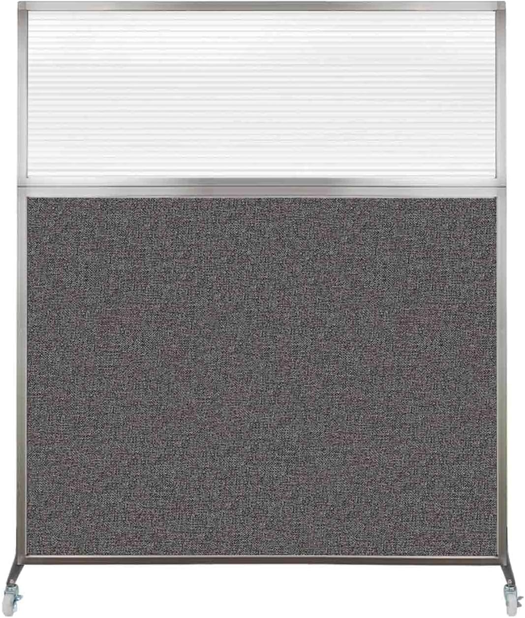 Versare Hush Screen Portable Room Divider with Wheels | Workstation Wall Divider | Freestanding Privacy Hush Panels | Clear Fluted Windows | Fabric Office Divider Screen | Great for Room Separation