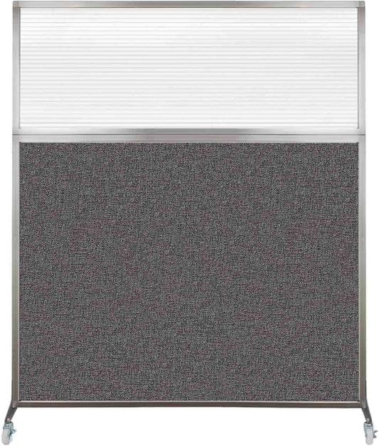 Versare Hush Screen Portable Room Divider with Wheels | Workstation Wall Divider | Freestanding Privacy Hush Panels | Clear Fluted Windows | Fabric Office Divider Screen | Great for Room Separation