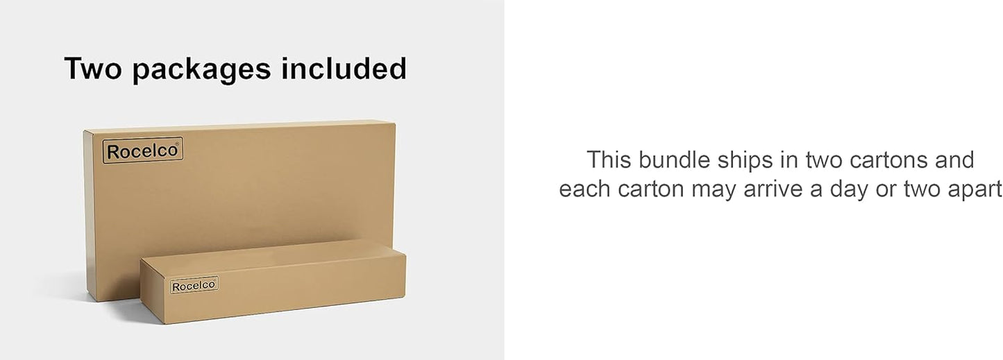 Rocelco 40" Large Height Adjustable Standing Desk Converter with Dual Monitor Mount BUNDLE - Sit Stand Up Computer Workstation Riser - Retractable Keyboard Tray - Teak Wood Grain (R DADRT-40-DM2)