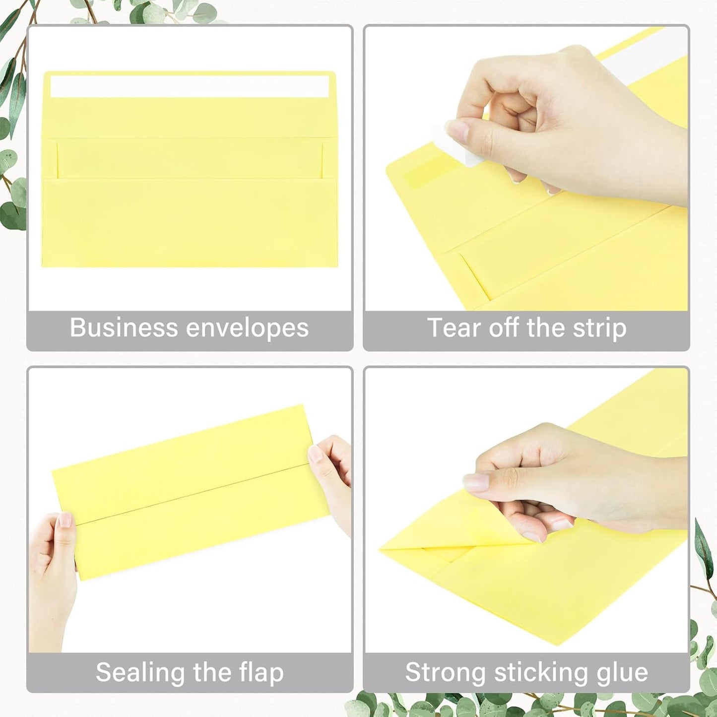 200 Pack #10 Business Envelopes, Self Seal Standard Light Yellow Envelopes for Secure Business & Legal Mailing, Office, Checks, Letter, Invoices, 4 1/8 x 9 1/2 Inches