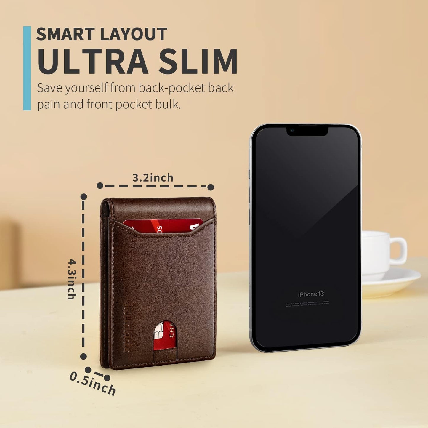 RUNBOX Novelty Wallet for Men Slim 11 Credit Card Holder Slots Leather RFID Blocking Small Thin Men's Wallet Bifold Minimalist Front Pocket Large Capacity Gift Box