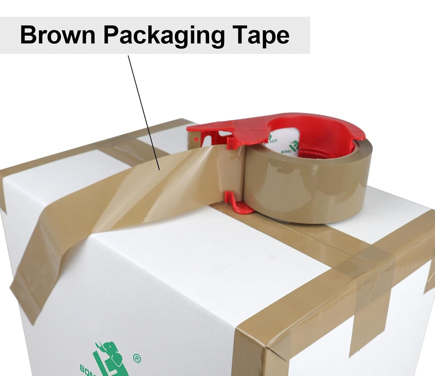 BOMEI PACK Brown Packing Tape Refills, Heavy Duty 12Rolls with 1 Dispenser for Packaging, Shipping and Moving, 2.4Mil 1.88 Inch x 60 Yard