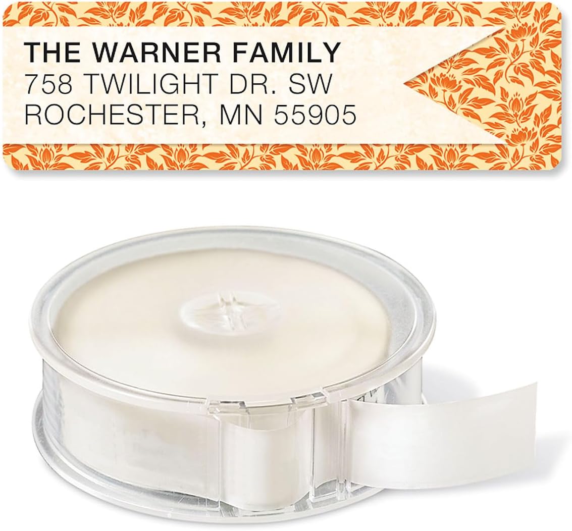 Blossom Banner Rolled Personalized Return Address Mailing Labels with Dispenser, Set of 500, 5 Designs, Small ¾ x 2½ Inch Size, Custom Self-Adhesive Sticker Roll, by Colorful Images