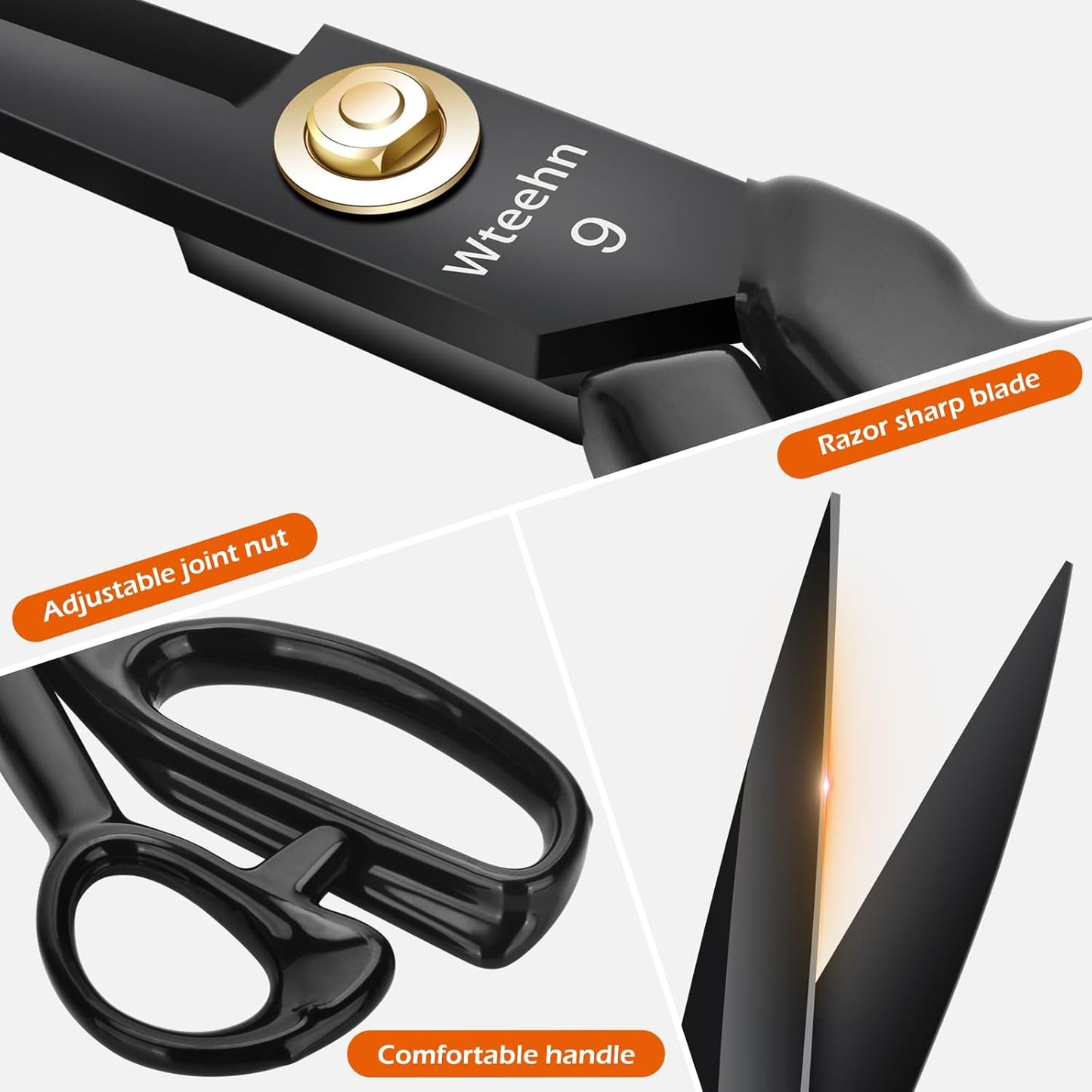 Fabric Scissors Professional, 9" Heavy Duty Sewing Scissor for Fabric Cutting, Tailor Sharp Sewing Shears for Cutting Leather craft Home Office Students Artists Dressmakers