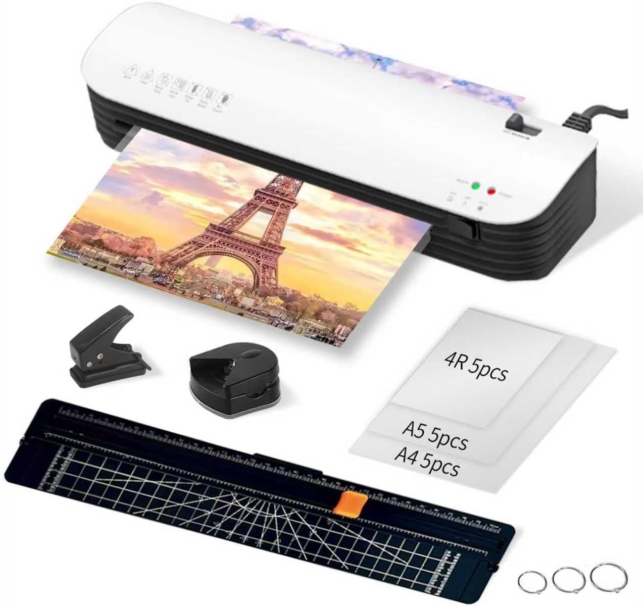 9 Inch Laminator Machine for Documents and Photos, 6 in1 A4 Thermal Laminator Machine with Never Jam Technology, 15 Laminating Sheets, Use for Home Office School