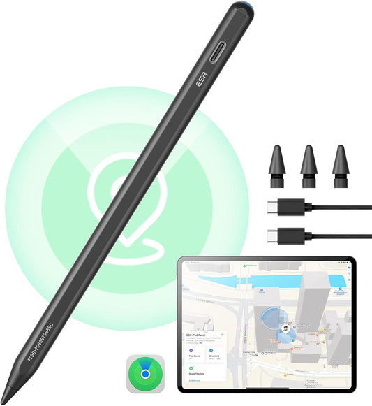 ESR Geo Digital iPad Pencil Findmy Compatible with Apple iPad 2018-2025,with Easy Shortcuts for Apple iPad A16/10/9/8 & Air 13/11 & Pro 12.9/13/11 & Mini 7/6/5,Black(No Wireless Charging)