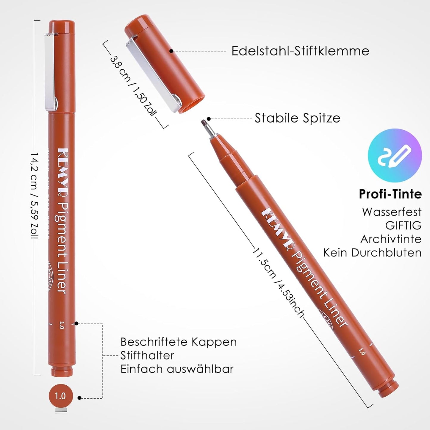 10 Micro Fine liner Drawing Art Pens Calligraphy Pens: 0.05mm-1.0mm Size Art supplies Waterproof Archival Sepia Ink Markers For Artists,Use for Professional Watercolor,Sketching