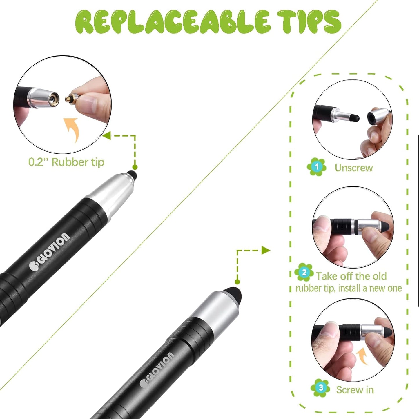Stylus Pen for ipad iPhone Capacitive Stylist with Magnetic Cap, Touch Screens Stylus Pens for Kids Tablets All Touch Screen Devices - Black