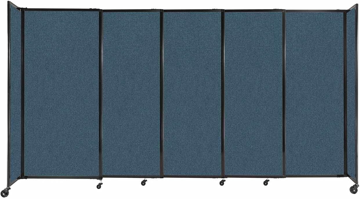 Versare Straightwall Sliding Portable Wall Partition | Freestanding Office Dividers | Locking Wheels | Temporary Room Separator | 11'3" Wide x 6' Tall Caribbean Fabric Panels