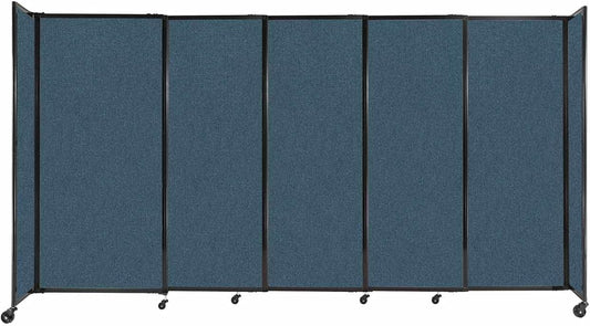 Versare Straightwall Sliding Portable Wall Partition | Freestanding Office Dividers | Locking Wheels | Temporary Room Separator | 11'3" Wide x 6' Tall Caribbean Fabric Panels