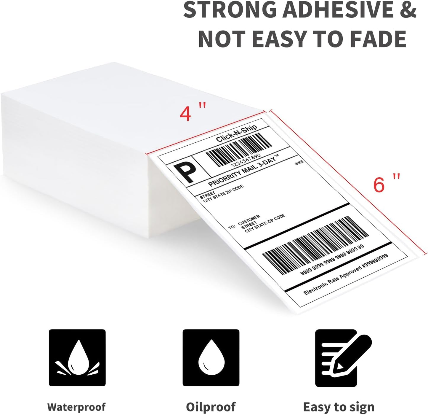 L LIKED 1000 Fanfold 4" x 6" Direct Thermal Labels, with Perforated line for Thermal Printers - Compatible with Zebra & Rollo Printer (4" x 6" - 1000 Labels)