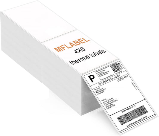 MFLABEL® 8 Stacks Fanfold 4" x 6" Direct Thermal Labels White Perforated Shipping Label (2,000 Labels per Stack) (8 Stacks)