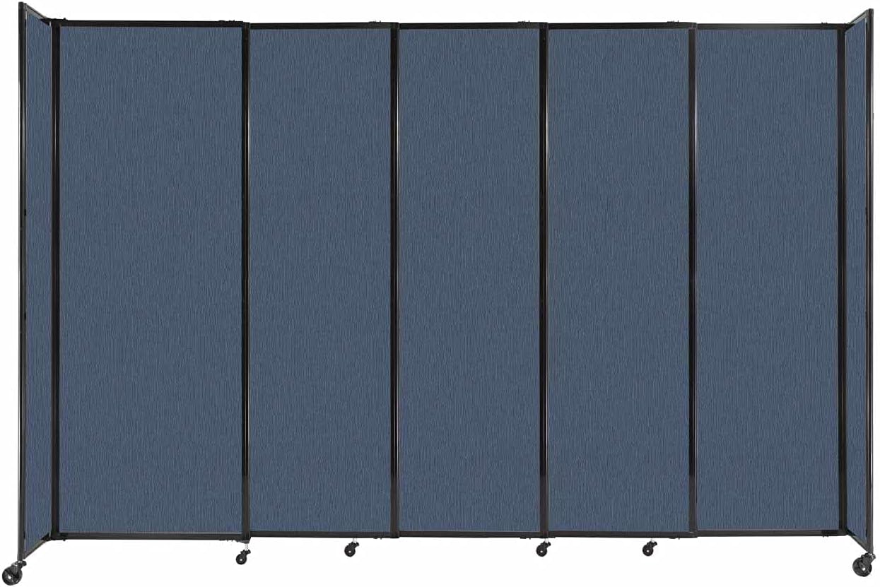 Versare Straightwall Sliding Portable Wall Partition | Freestanding Office Dividers | Locking Wheels | Temporary Room Separator | 11'3'' Wide x 7'6'' Tall Ocean Fabric Panels