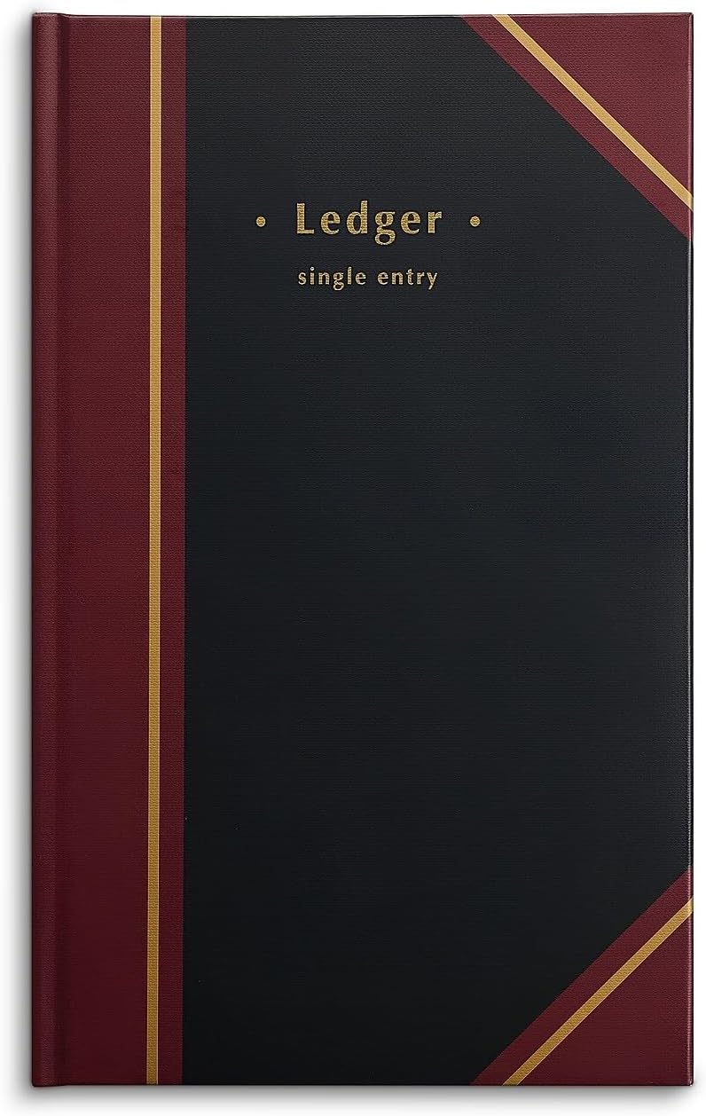 STAPLES 217679 Black Ledger Book 11-3/4-Inch x 7-5/16-Inch