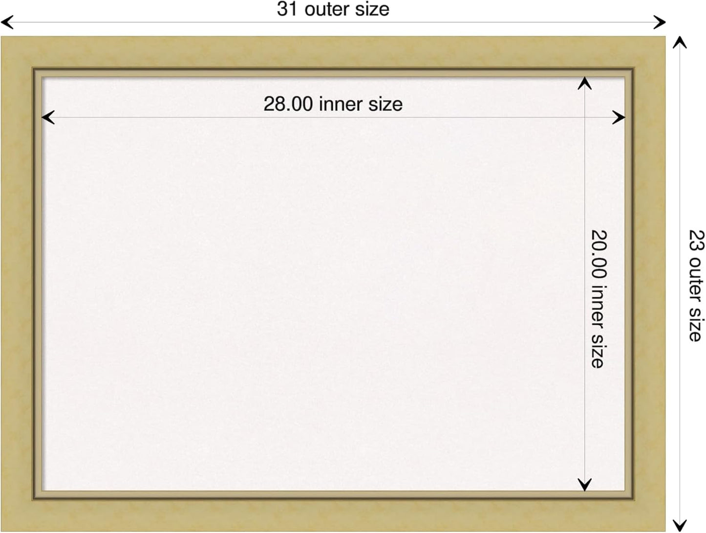 Amanti Art White Cork Board for Wall, 23x31 Vision Board with Gold Frame, Medium Corkboard Office Decor for Home Organization, Casual Corkboard Pinboard to display items for home organization