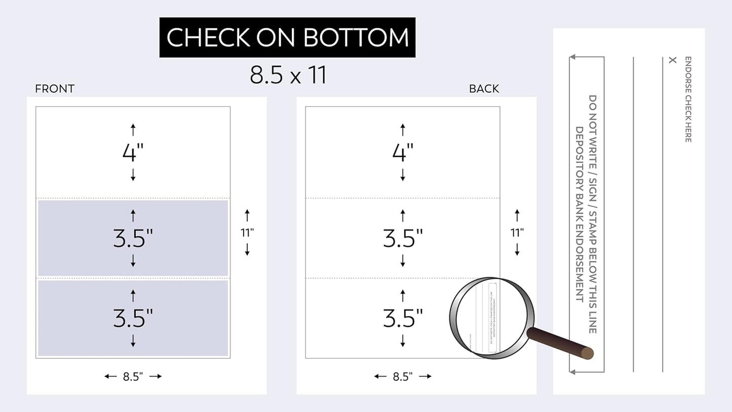 Business Voucher Check Stock - Computer Laser Checks - 500 Sheets, Check on Bottom, Burgundy Marble