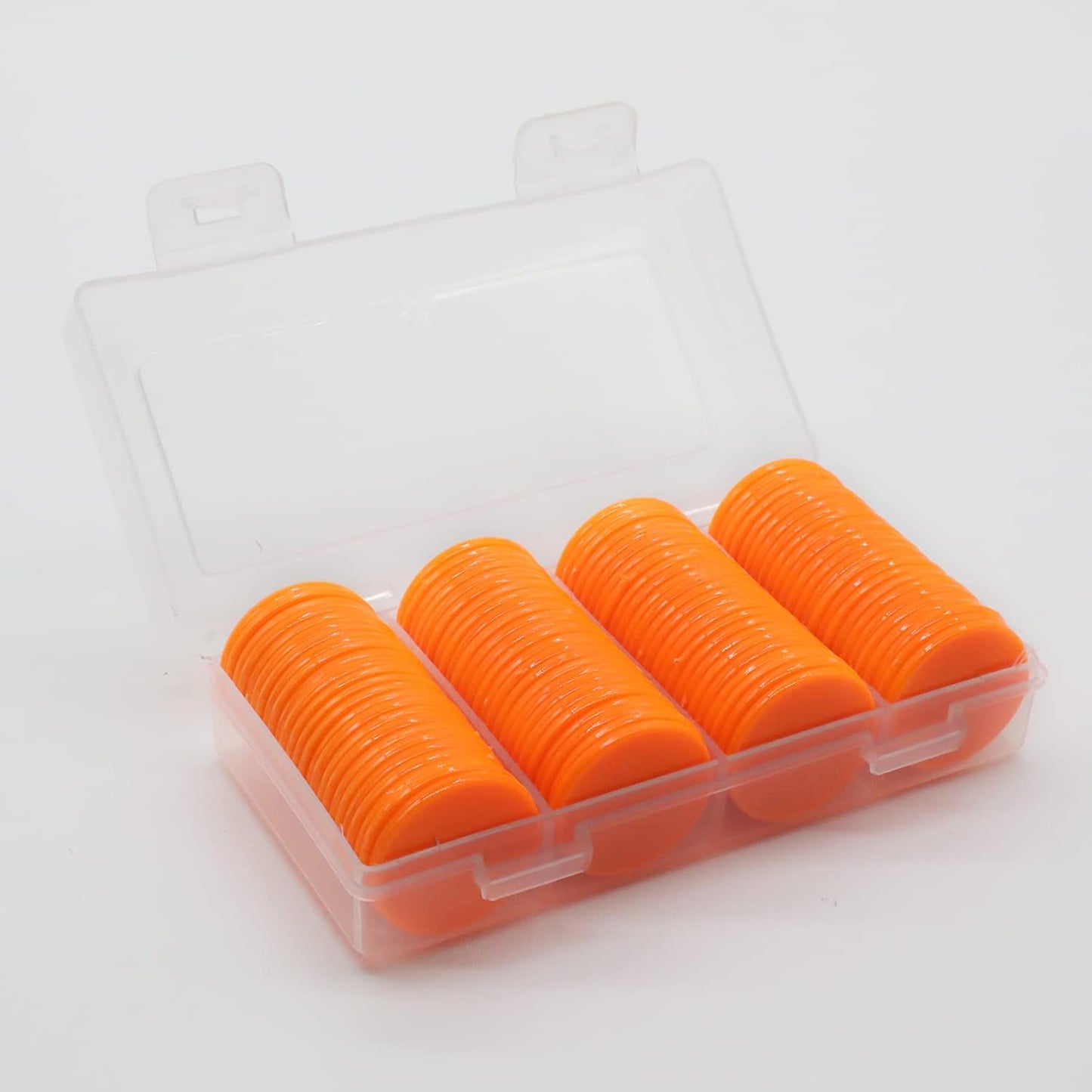 Set of 100 Opaque Plastic Learning Counters Mini Poker Chips Game Tokens with Storage Box (Orange, 1 Inch)