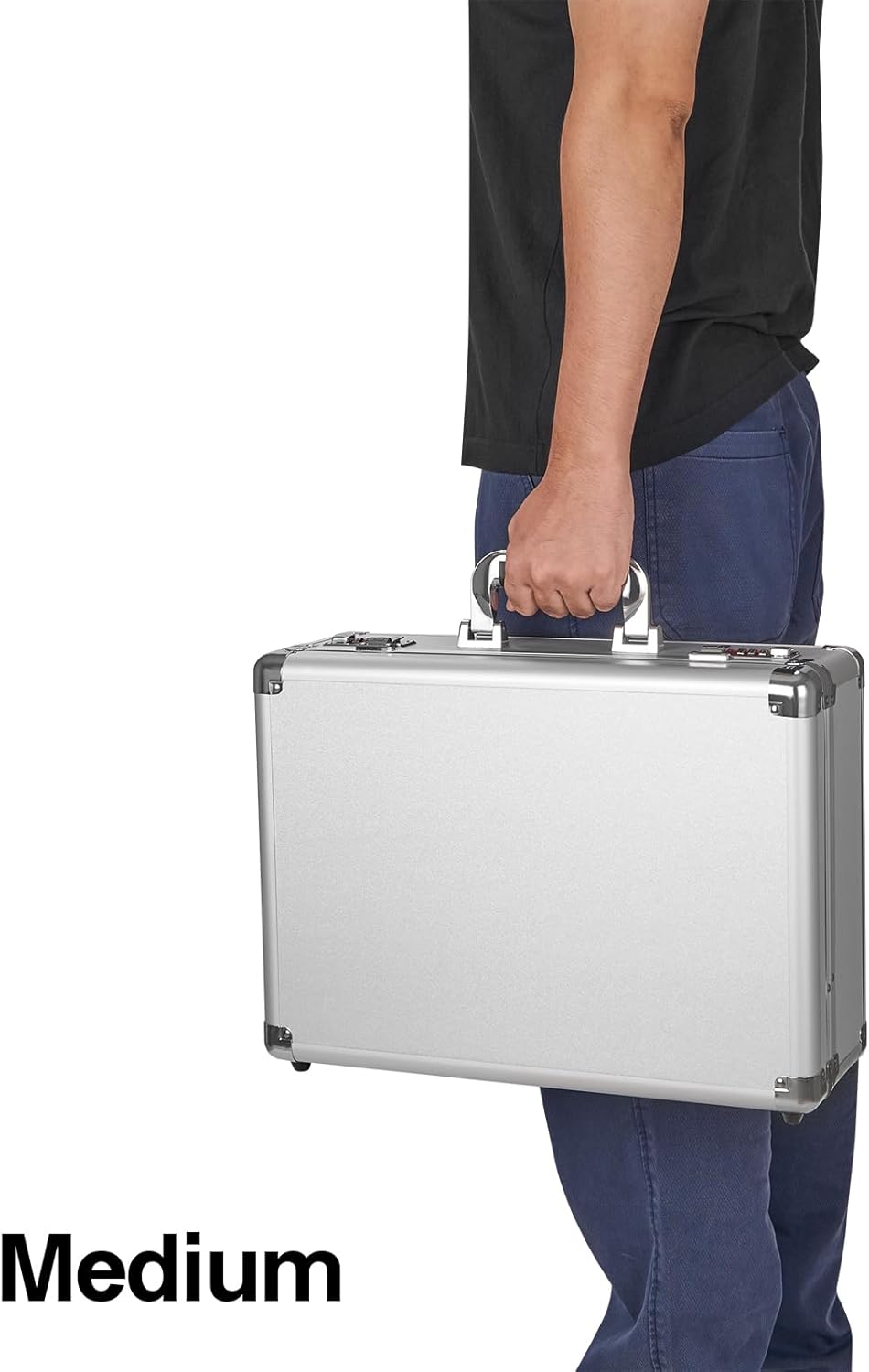 File Organizer Storage Box - 16.9 x 12.2 x 6.1 Inch Large, Portable Locking Storage Totes with Dual Combination Locks, Lock Boxes for Personal Items, Cash, Briefcase - Silver