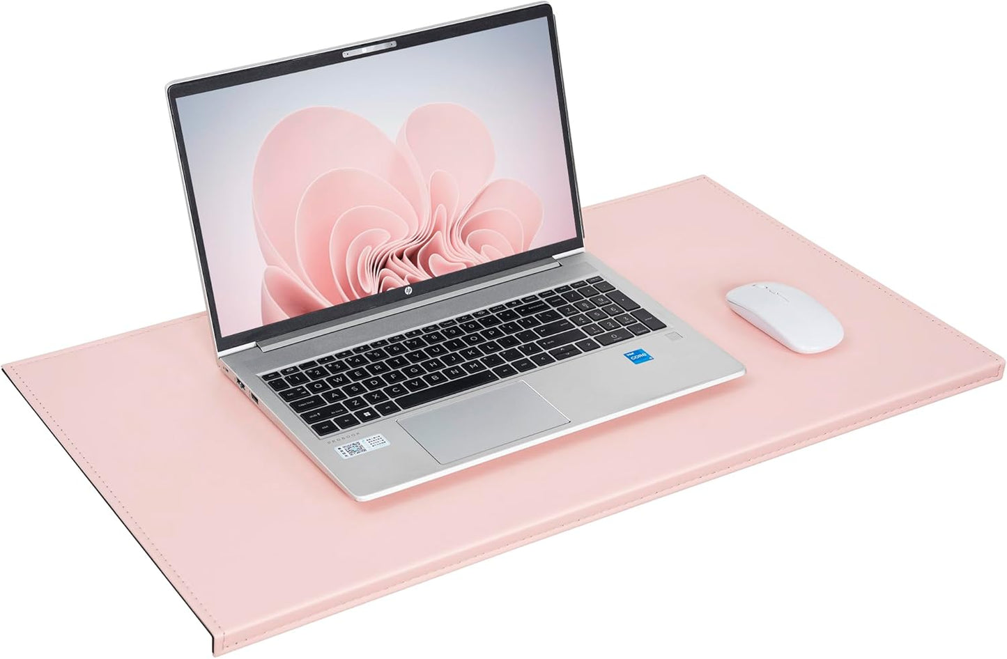 AKOZLIN 27.55”x 15.8" Soft PU Leather Surface Office Desk Mouse Mat Anti-Push Pad with Full Grip Fixation Lip Table Blotter Edge-Locked Protector Pink