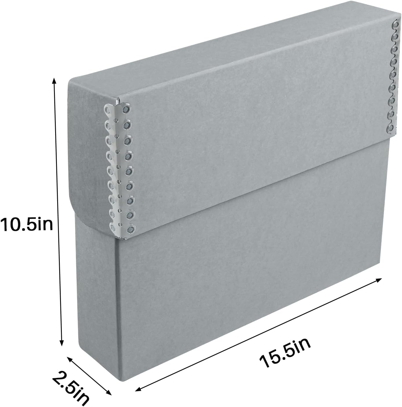 Lineco Archival Document Storage Box with Metal Edge, Acid-Free Gray Boxboard, Organize and Store Files, Prints, Photos, Legal-Sized Case 15.5" x 10.5" x 2.5" Wide, Pack of 2