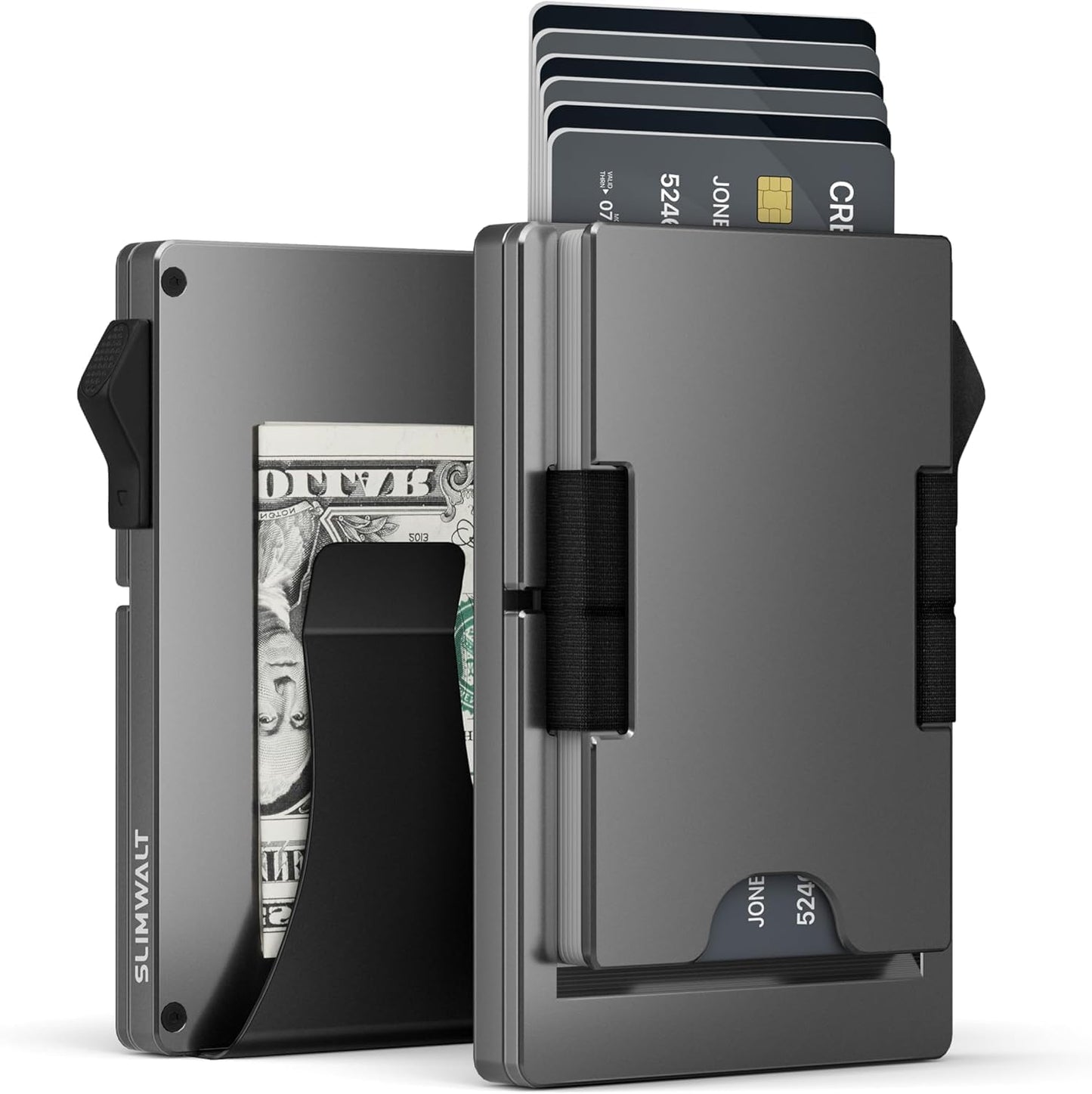 Mens Wallet with Money Clip - Holds 10-20 Cards, RFID Blocking Minimalist Wallet for Men with Pop Up Card Case, Slim Card Holder Metal Card Wallets, Gifts for Men, Black