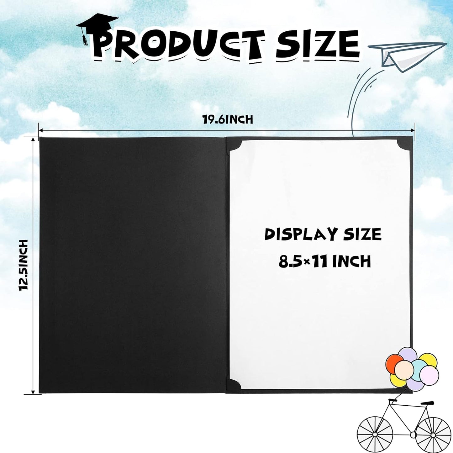 Fainne 80 Pieces Certificate Holders Diploma Holders Document Holder Certificate Covers Certificate Folders with Gold Foil Border for Letter Size 8.5 x 11 Inches Diploma Documents Awards (Black)