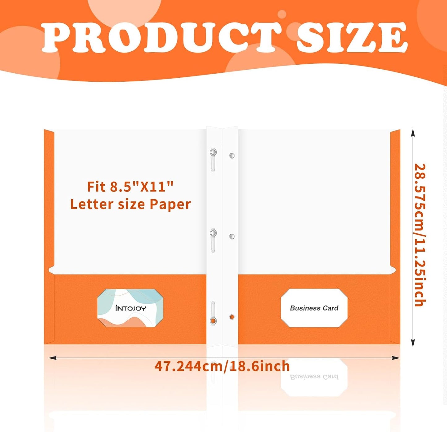 50 Pack Two Pocket Folders Business Card Holder Paper Folders with Prongs for School Office Filing Cabinet Resume Portfolio (Orange)