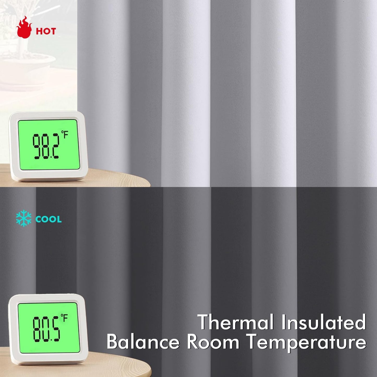 MIULEE Blackout Curtains for Bedroom Living Room 84 Inches Long 2 Panels, Thermal Insulated Room Darkening Drapes Solid Grommet Noise Reduction Light Blocking Window Curtains 40x84 Inch Greyish White