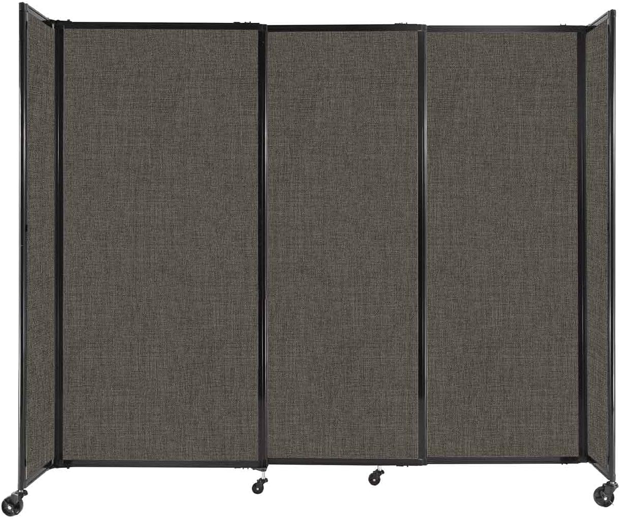 Versare Straightwall Sliding Portable Wall Partition | Freestanding Office Dividers | Locking Wheels | Temporary Room Separator | 7'2" Wide x 6' Tall Mocha Fabric Panels