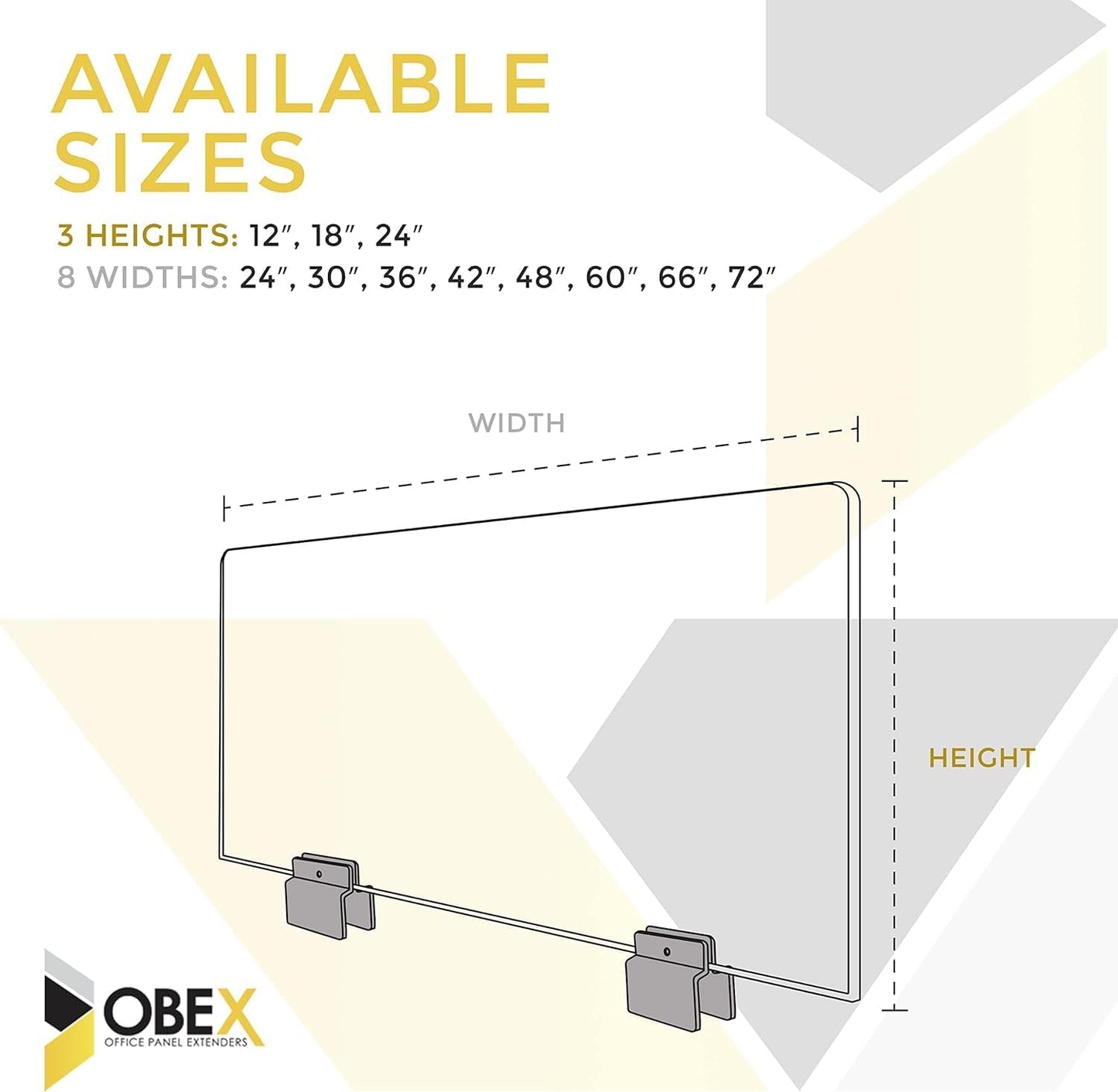 OBEX Acoustical Cubicle Privacy Screen Extender Desk Panel & Office Divider, Add Separation & Block Noise, 12" x 48", Slate