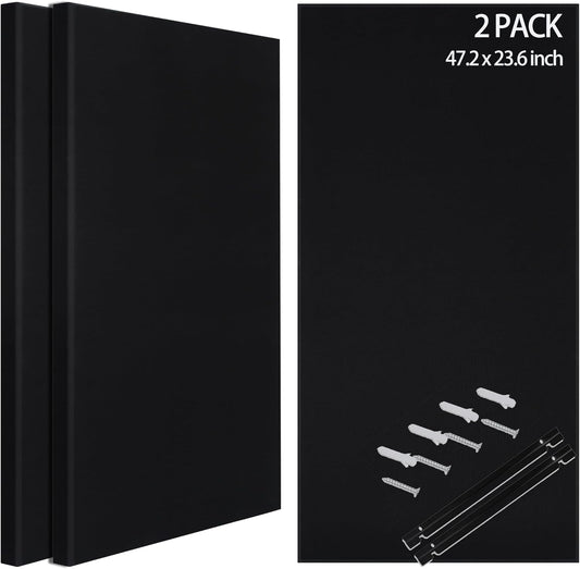 BUBOS 2 PCS Fabric Acoustic Panels,47.2''x23.6'' Decorative Sound Dampening Panels, Art Large Acoustic Wall Panels for Studios, Office, Home Theater,Super CavityPro Balck