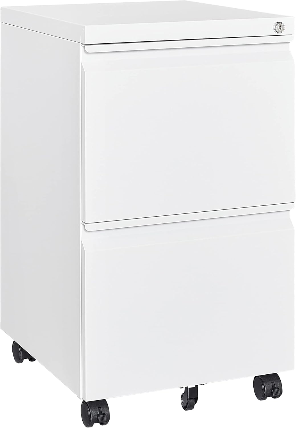 2 Drawers File Cabinet with Lock Metal Vertical File Cabient with Wheels Mobile File Cabinet for Office Home Legal/Letter/a4 Size Require Assembly (White, 2 Drawers)