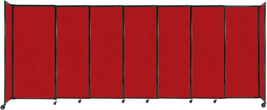 Versare Straightwall Sliding Portable Wall Partition | Freestanding Office Dividers | Locking Wheels | Temporary Room Separator | 15'6'' Wide x 6' Tall Red Fabric Panels