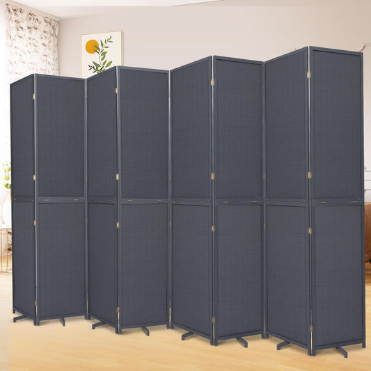 Bamboo Room Divider 8 Panel Wall Divider, 142'' W x 67'' H Folding Design with Extra Stable Base, 100% Bamboo Room Divider Screen for Room Separation, Chinese Room Partitions and Dividers Freestanding