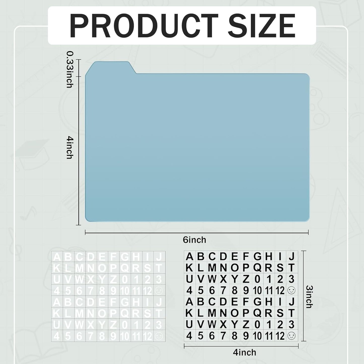 Harloon 52 Pcs Dry Erase Index Card Guide Set Include 50 Index Card Dividers 2 Number Alphabet Sticker with Tabs Photo Dividers for Office Business Back to School Supplies(4 x 6 Inch,Modern Blue)