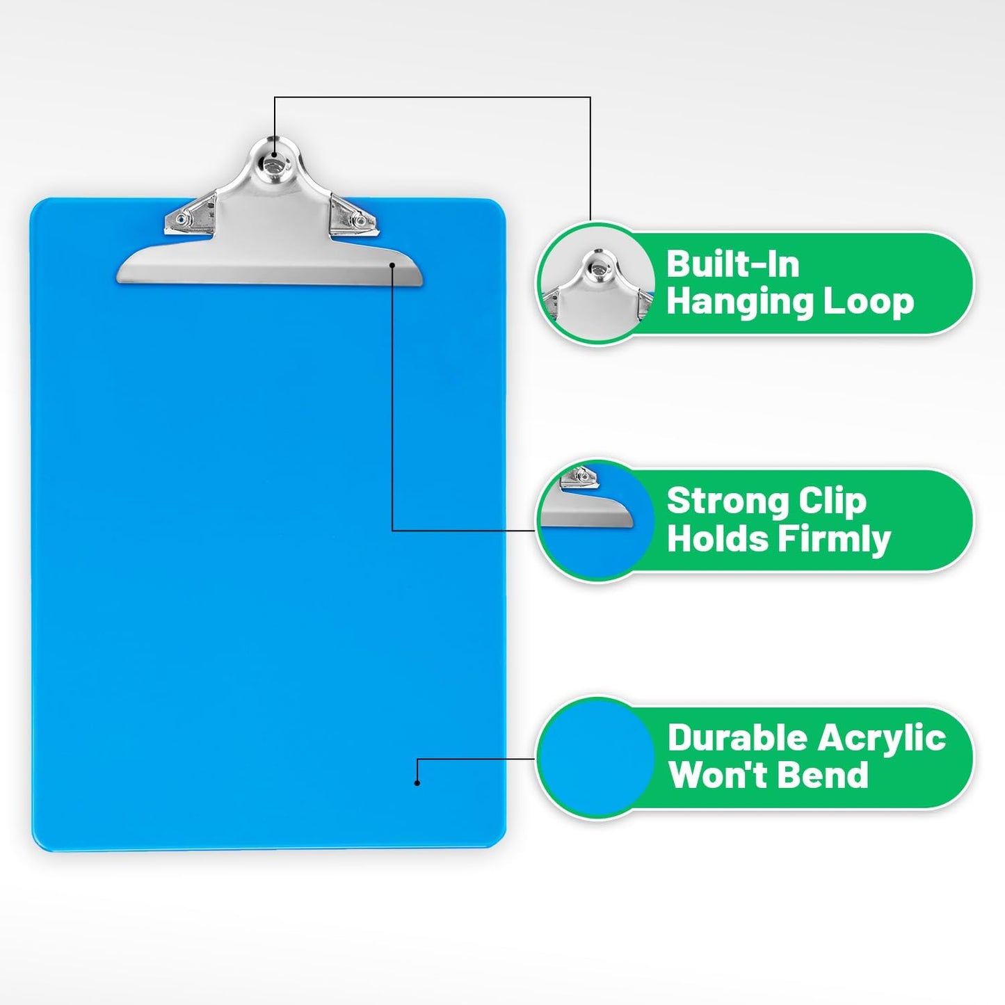 Plastic Clipboards with Butterfly Clip Set of 6-12.5 x 9 Inch Multi Color Plastic Clipboards Bulk - Clear Clipboards Bulk Classroom Holds 100 Sheets, Acrylic Clipboard Clear 6 Pack