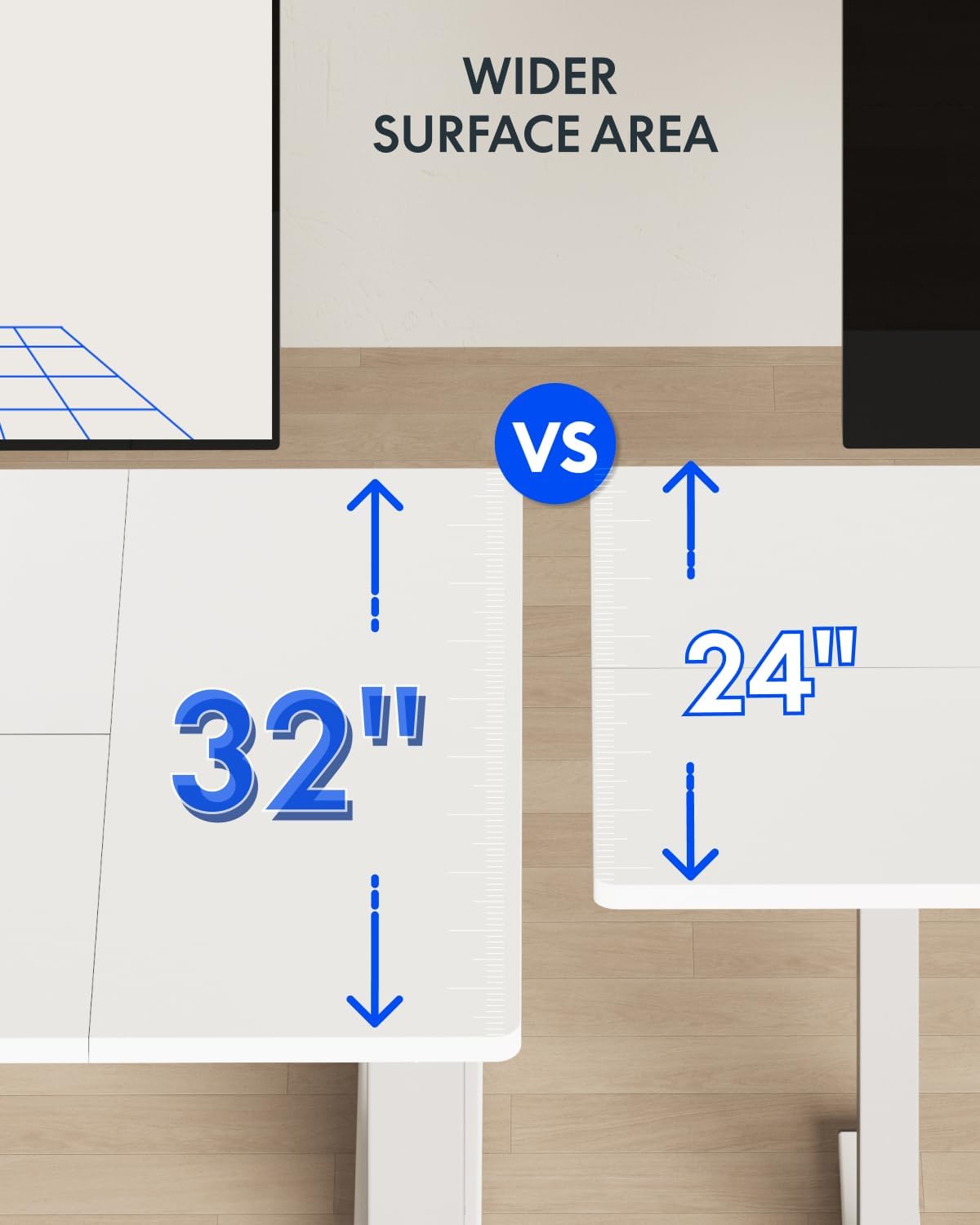 FLEXISPOT 79 x 32 Inch Large Standing Desk, Stand Up Desk with Splice Board, Rising Desks for Home Office, Office Desk with Cup Holder and Headphone Hook (White Frame + White Top, 2 Packages)