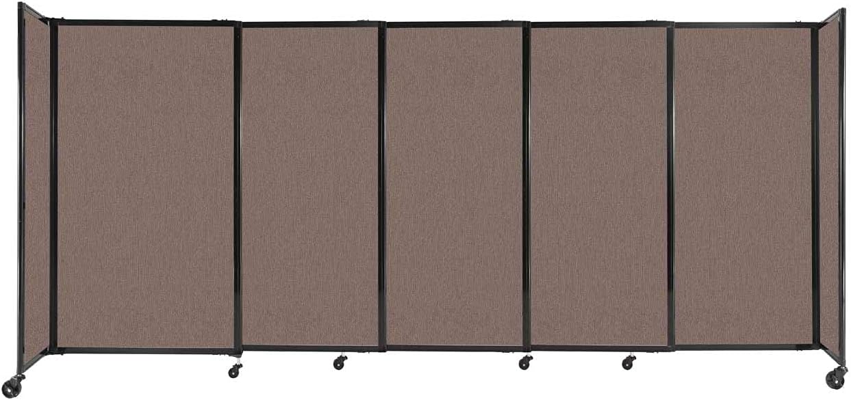 Versare Straightwall Sliding Portable Wall Partition | Freestanding Office Dividers | Locking Wheels | Temporary Room Separator | 11'3'' Wide x 5' Tall Latte Fabric Panels