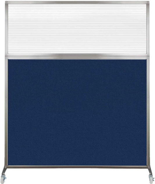 Versare Hush Screen Portable Room Divider with Wheels | Workstation Wall Divider | Freestanding Privacy Hush Panels | Clear Fluted Windows | Fabric Office Divider Screen | Great for Room Separation