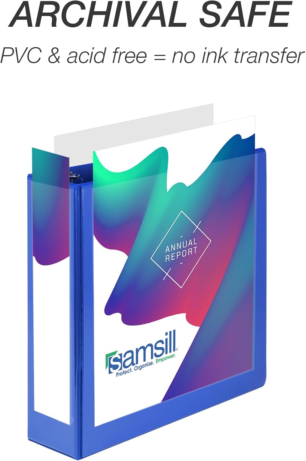 Samsill 3 Inch 3 Ring Binder, Made in USA, Economy Round Ring, Clear View Cover, 550 Sheet Capacity - for School, Home, Office -Dark Blue