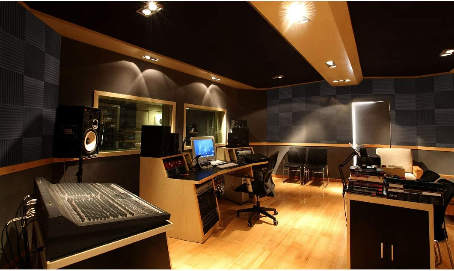 80 Pack Acoustic Foam Panels 1" x 12" x 12" Sound Proof Foam Panles Soundproofing Noise Cancelling Wedge Panels for Home Office Recoding Studio with 420PCS Double-Side Adhesive
