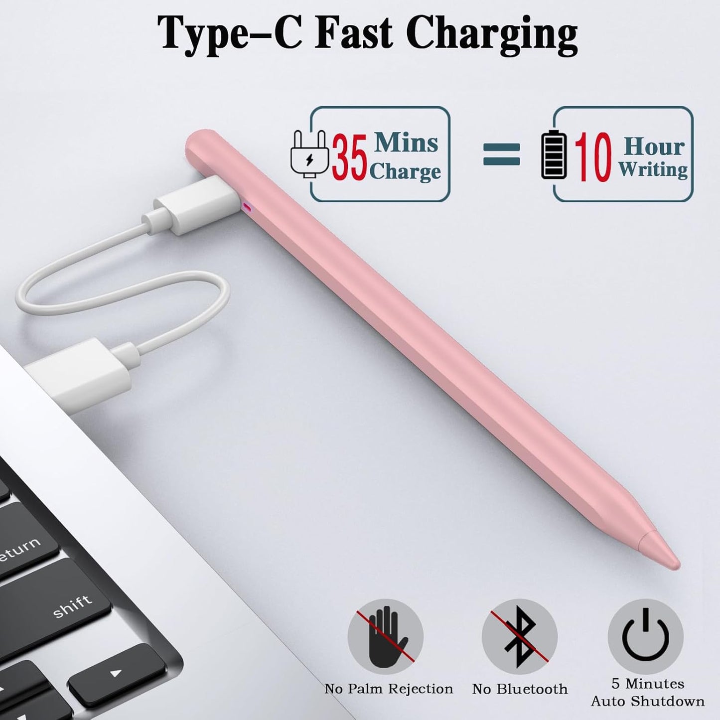 Universal Magnetic Stylus Pen for iOS/Android,Rechargeable Touch Screen Pen for Drawing & Writing Tablet Stylus with POM Tip for iPhone/Samsung/XiaoMi/Huawei/Vivo/Lenovo and Other Android device -Pink