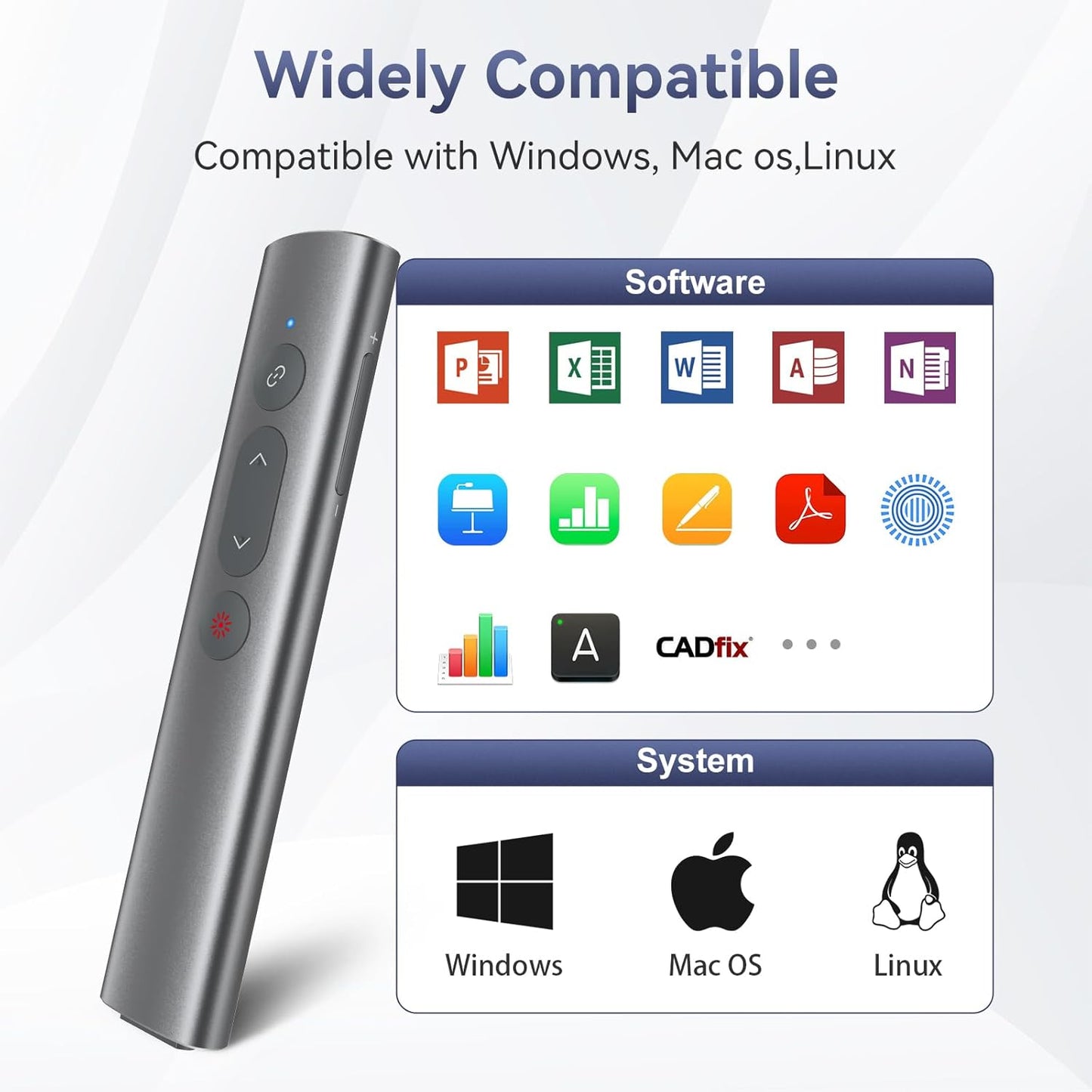 Wireless Presentation Clicker PowerPoint Remote: USB C A Presenter PPT Power Point Google Slide Advancer with Laser Pointer Smart Board Clicker for Computer Laptop Mac Projector Office Classroom