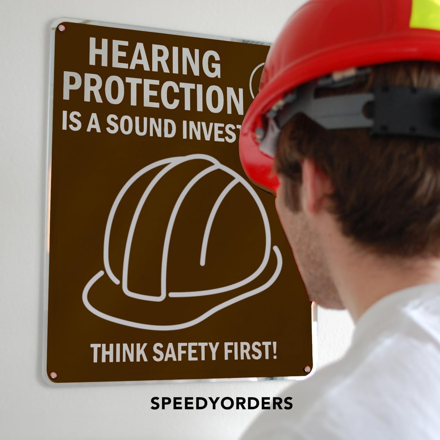 Custom Metal Signs, Personalized Aluminum, Business Safety Signs, Waterproof Outdoor, White Aluminum (Brown Background, 42x28 In)