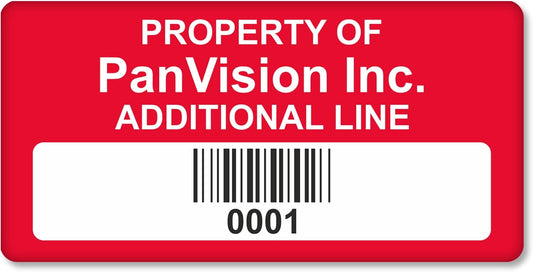 MyAssetTag Custom Asset Labels with Barcode - Property ID Labels | 0.75" x 1.5" 100% Aluminum Foil Tags with High-Bond Acrylic Adhesive, Pack of 100, Made in USA