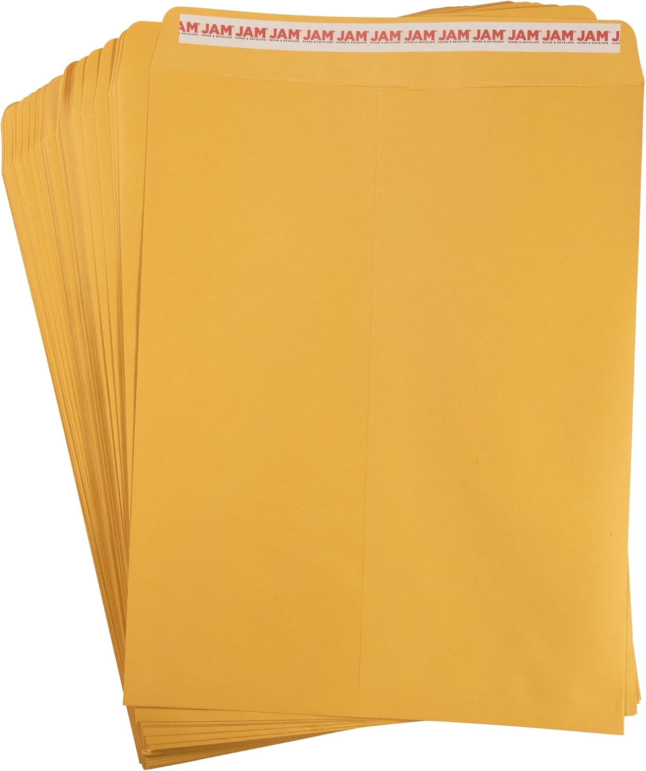 JAM PAPER 12 x 15 1/2 Open End Catalog Recycled Envelopes with Peel and Seal Closure - Brown Kraft - 50/Pack