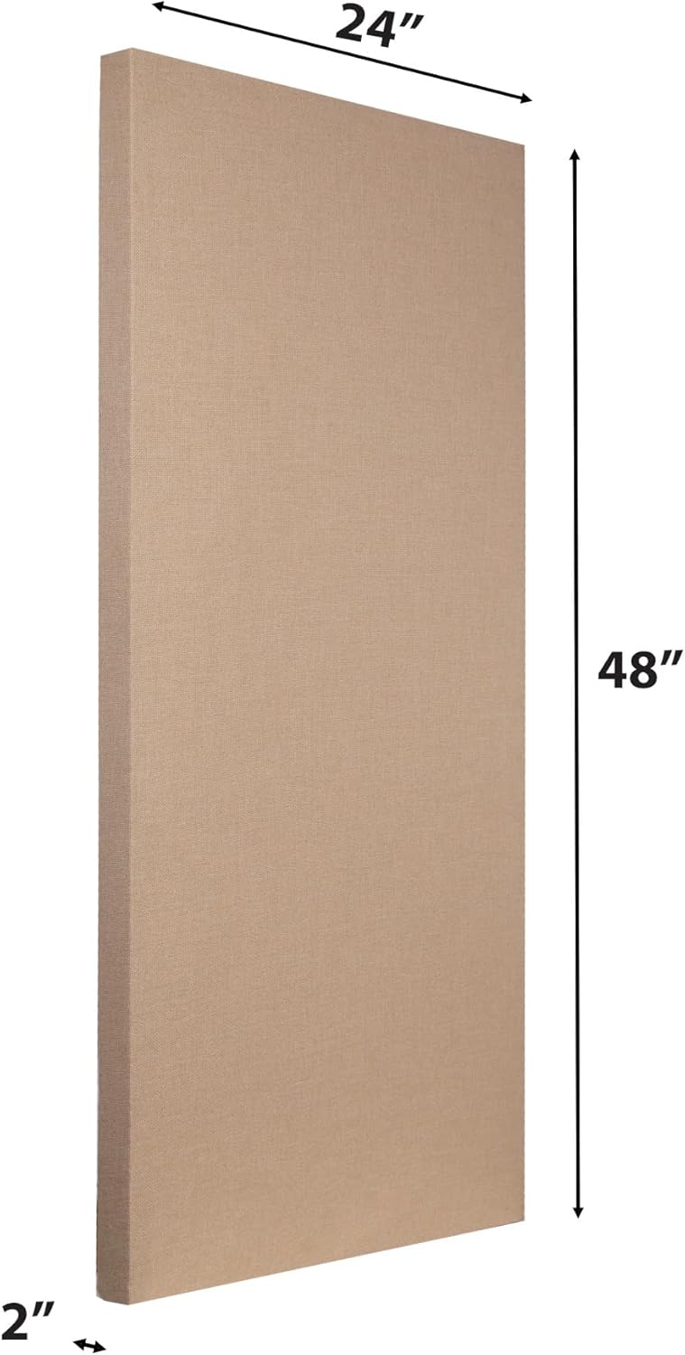 ATS Acoustics Sound Absorbing Acoustic Panel Fire Rated Professional Studio Quality 24" x 48" x 2" (Tan)