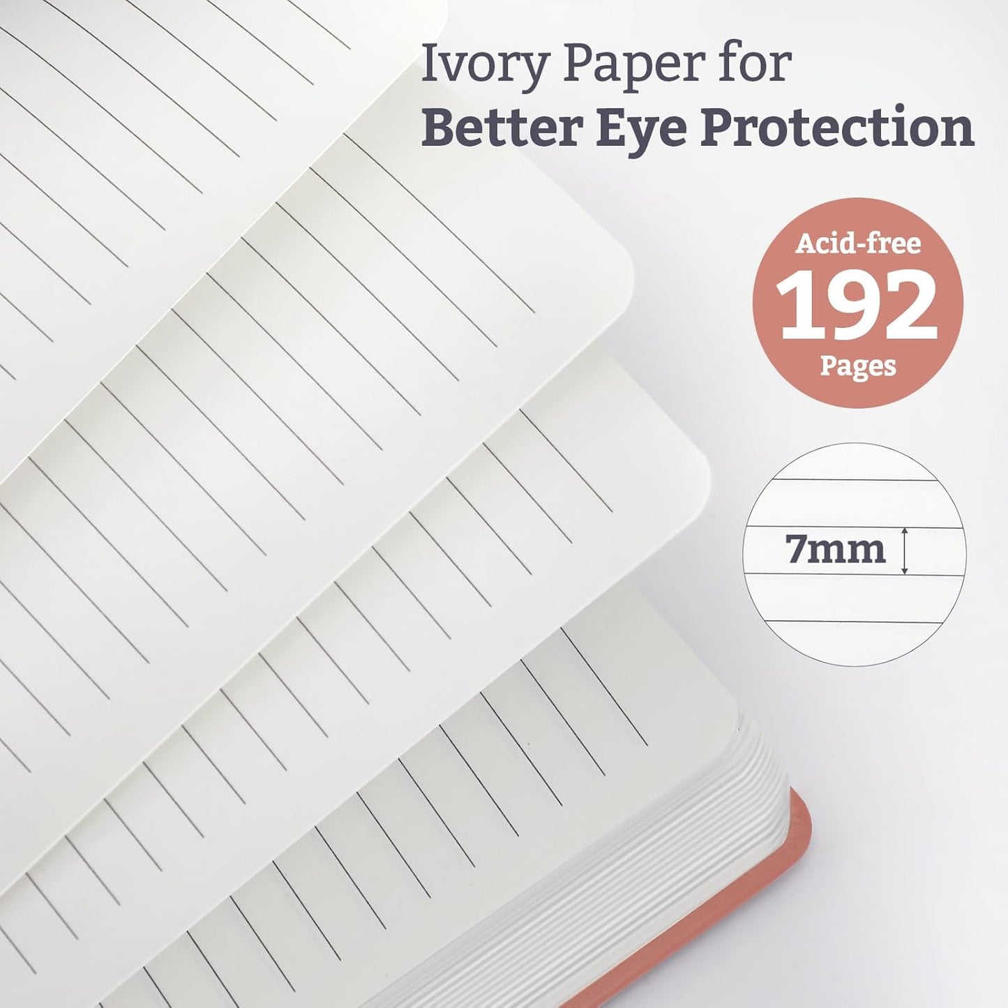 Hardcover Lined Bullet Dotted Journal Notebook, A5 140 192 Pages 100 120Gsm Paper College ruled for School,Work,Travel,and Daily Planning，5.7''*8.3'' (12, Blush, A5 Lined)