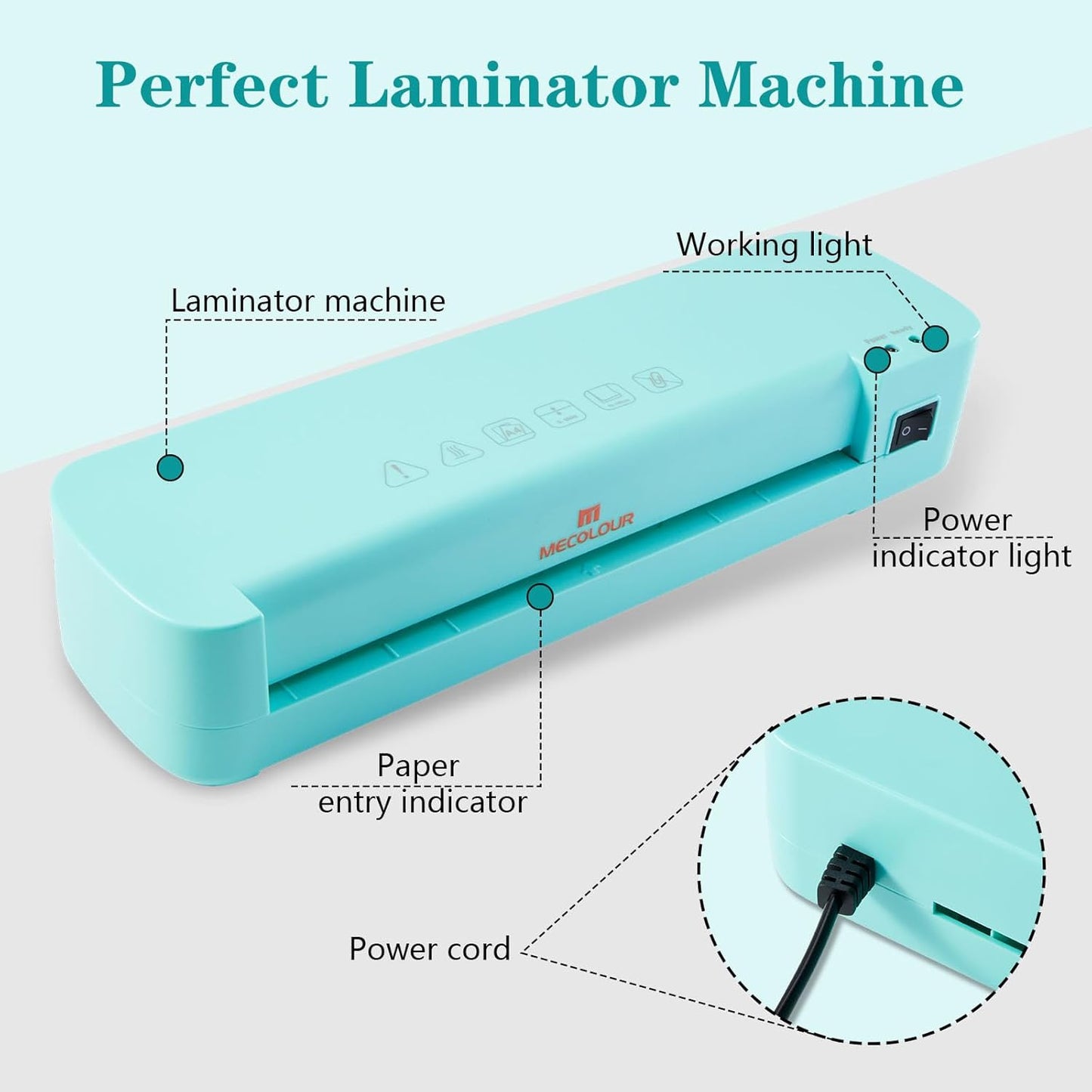 MECOLOUR Thermal Laminator Machine, A4 Laminating Machine Fast 3-Min Warm-Up, Ideal for Teachers, Small Offices, Business or Home, 110V